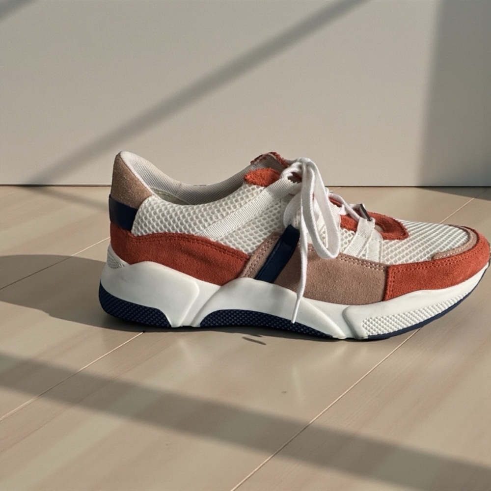 Saint + Sofia Sneakers , like new condition , white,   Blue ,orange suede